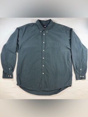 Vintage 90s GAP Plaid Button Down Shirt XL Cotton Relaxed Fit